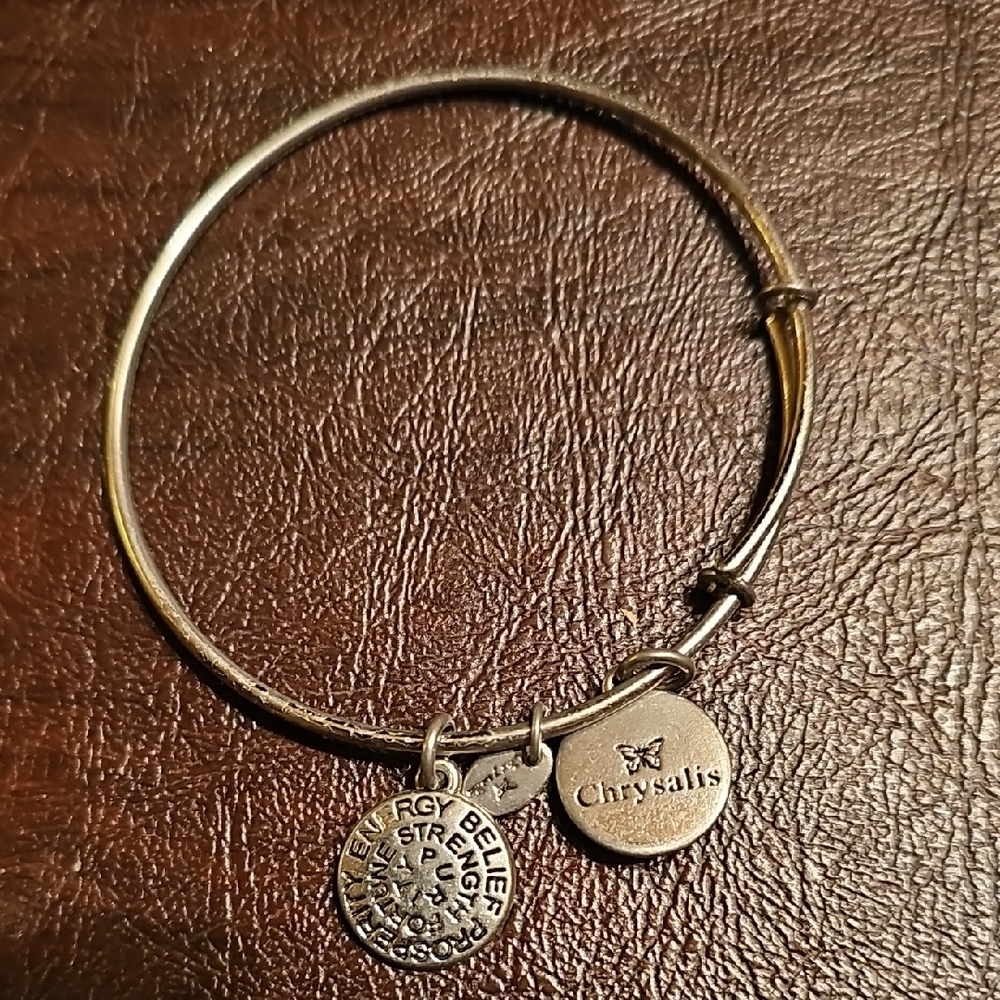 Chrysalis Silver Tone Charm Bangle Bracelet - Silver Energy Belief Strength
